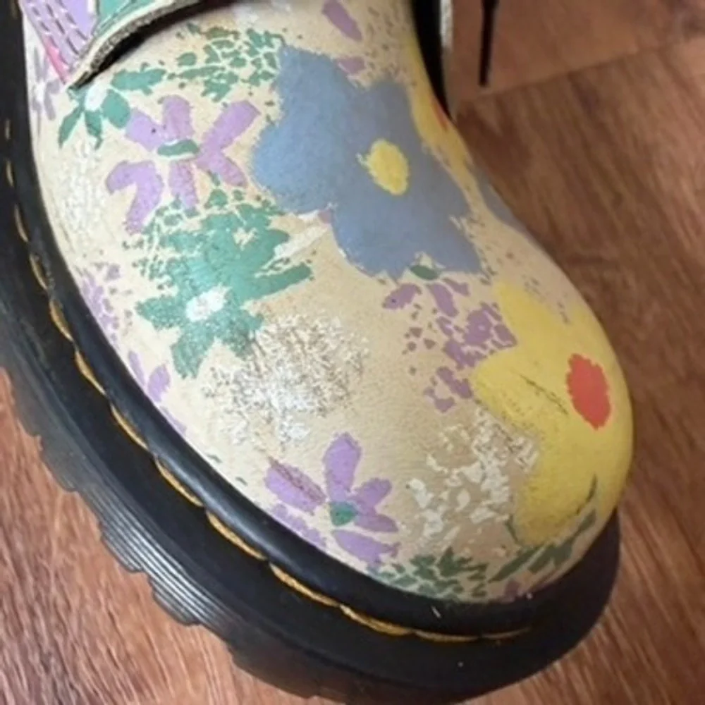 Dr Martens 1460 J Boots US 3 EU 34 Floral Leather Side Zip Lace Up Kids